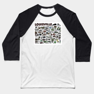 Louisville Kentucky Map Art Baseball T-Shirt